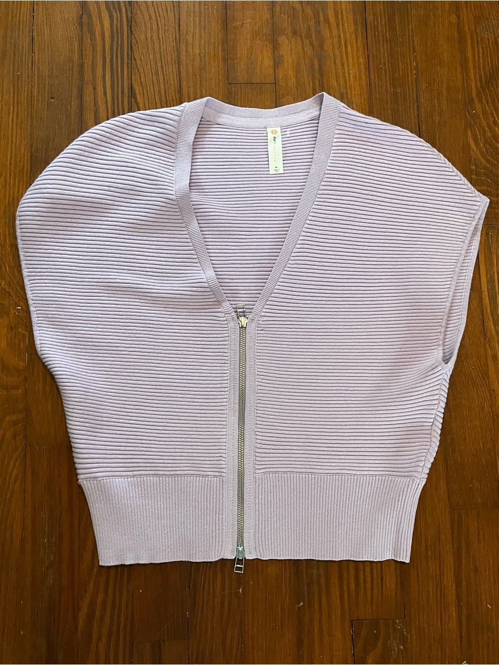 Anthropologie Daily Practice Women's Lilac Ribbed Zip-Front Sleeveless Knit Top